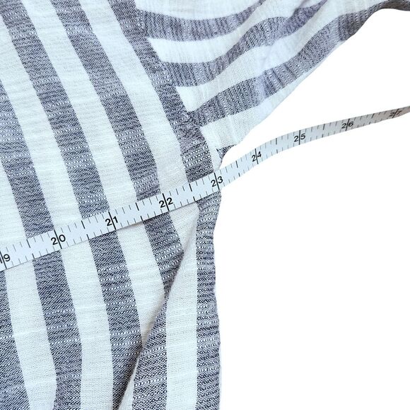 Forever 21 Cropped Jacket Blue White Striped Button Front Elastic Hem Women's L - Picture 8 of 9